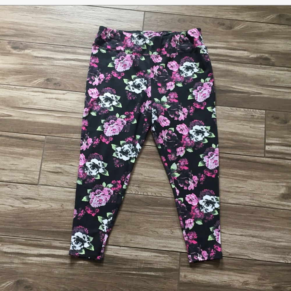 Diane Gilman Lux Sport Floral Leggings Size L